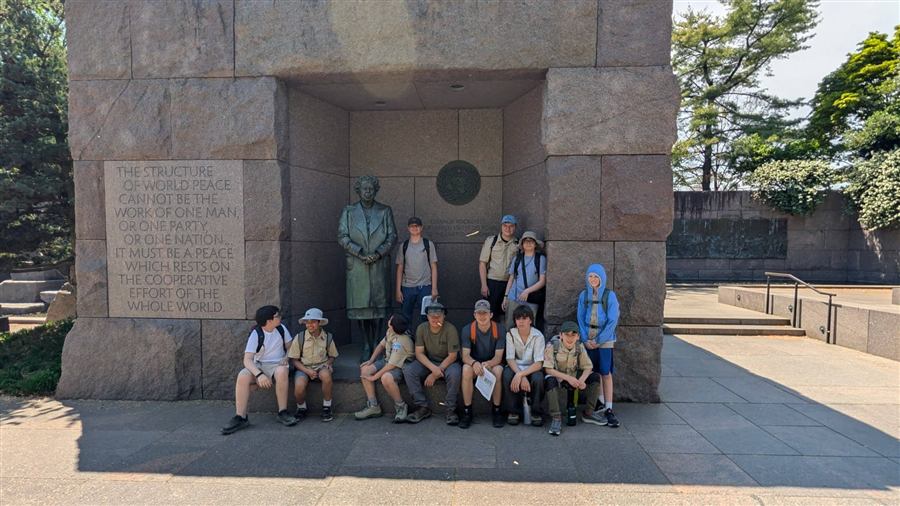 Troop 58 Scouts at the Eleanor Roosevelt Memorial in Washington, D.C.